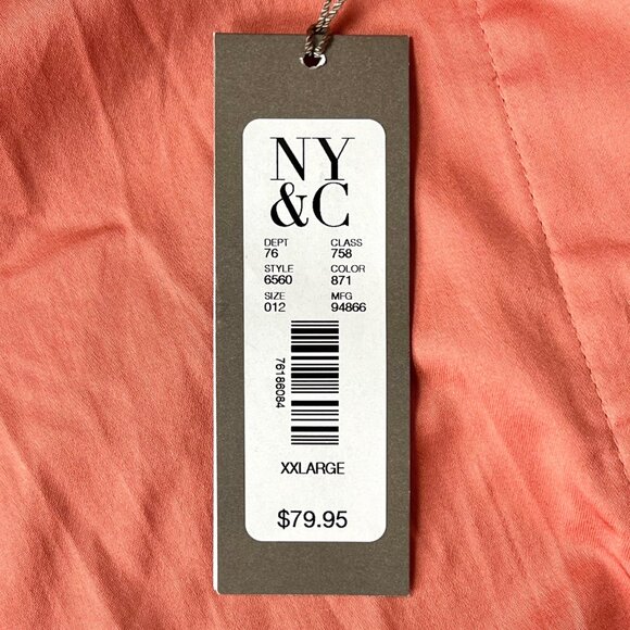 NWT Shirt Dress Eva Mendes NY&C Size XXL Coral Belted Button-Front Cotton Blend - Picture 4 of 16